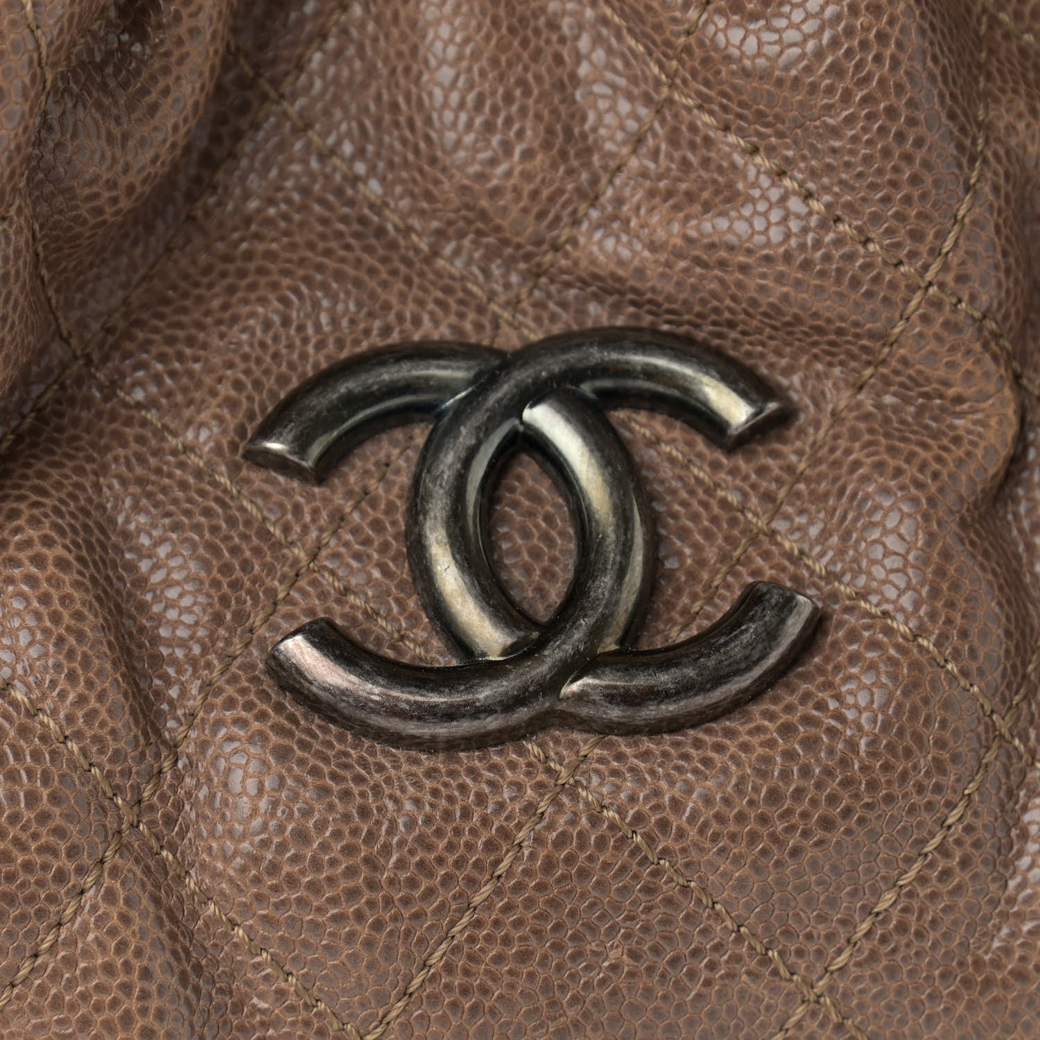 Chanel Distressed Glazed Caviar Quilted Large Elastic Tote Brown 9 of 12