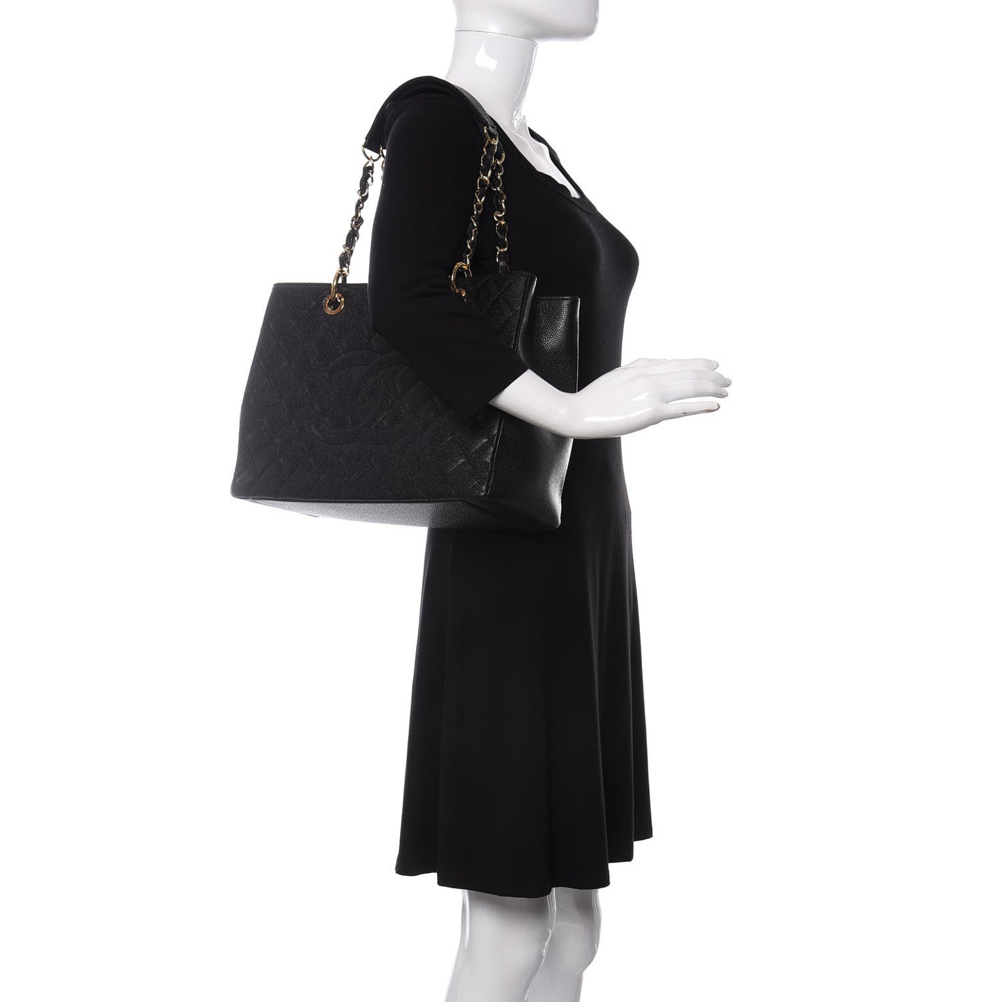 Caviar Quilted Grand Shopping Tote GST Black