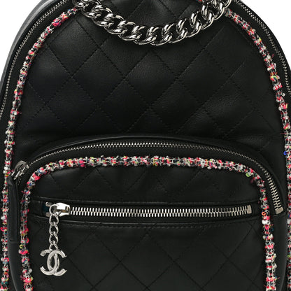 Chanel Lambskin Tweed Quilted Elegant Trim Backpack Black 7 of 9