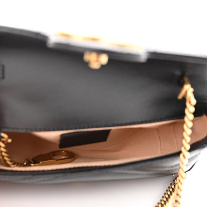 Gucci Calfskin Matelasse Super Mini GG Marmont Shoulder Bag Black 5 of 10