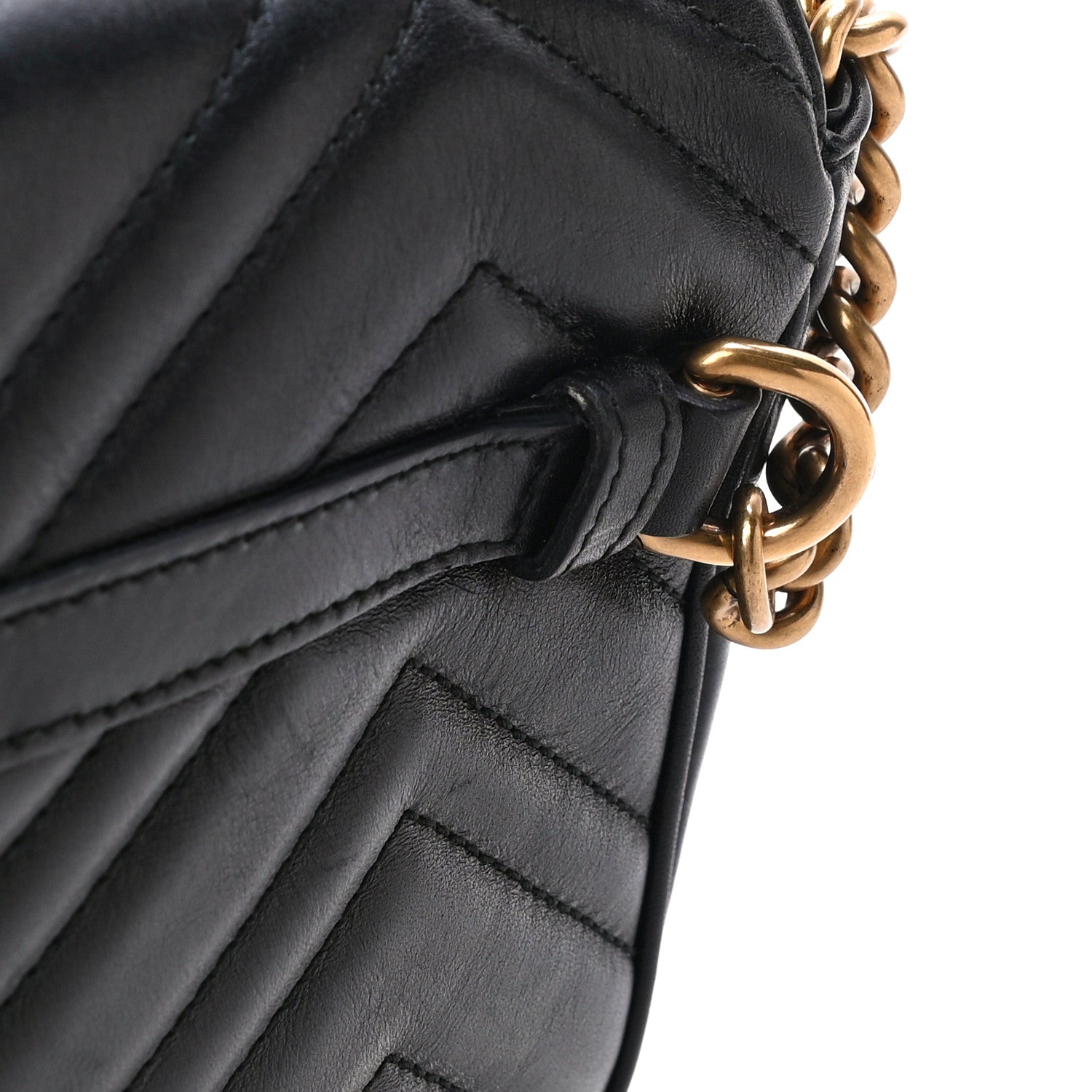 Gucci Calfskin Matelasse Pearly GG Marmont Chain Belt Bag Black 19 of 23
