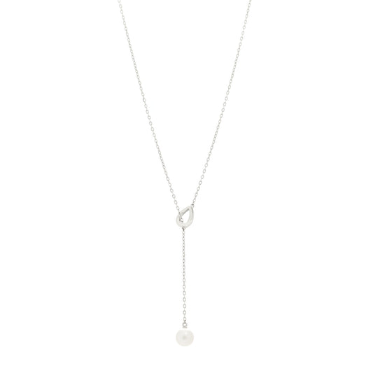 Silver Akoya Cultured Pearl 9mm Lariat Necklace