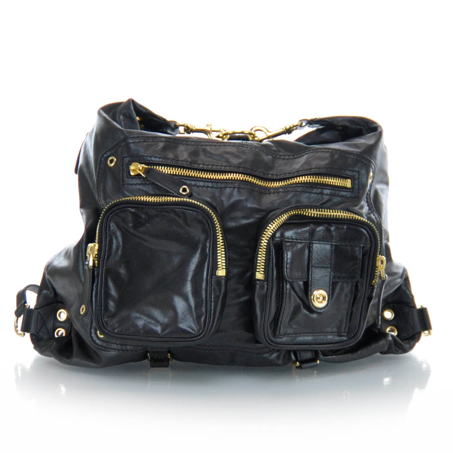 Leather Large Darwin Convertible Backpack Black