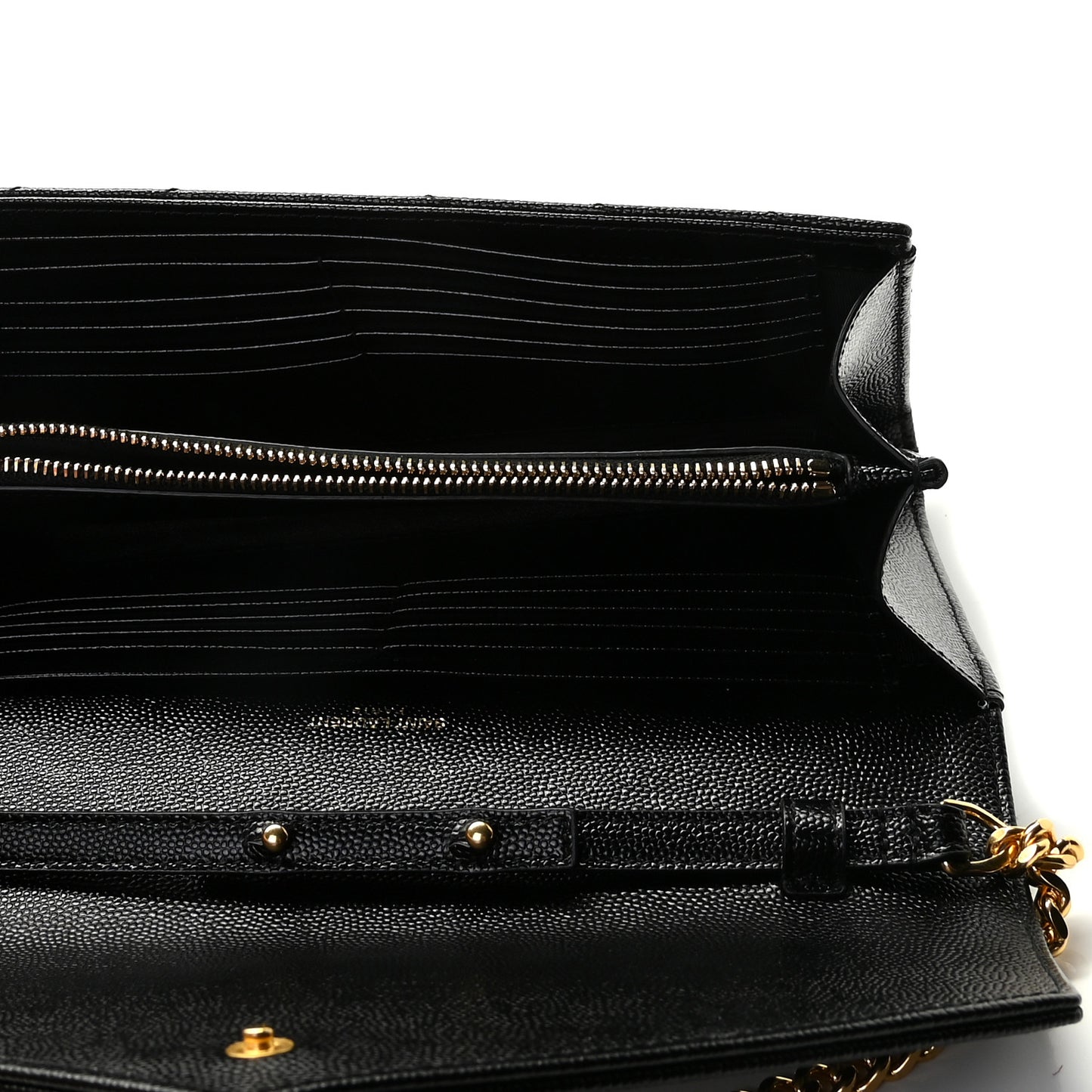 Grain De Poudre Matelasse Chevron Monogram Chain Wallet Black
