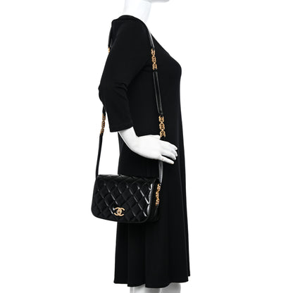 Chanel Shiny Calfskin Quilted Suede Goatskin Messenger Black 3 of 11