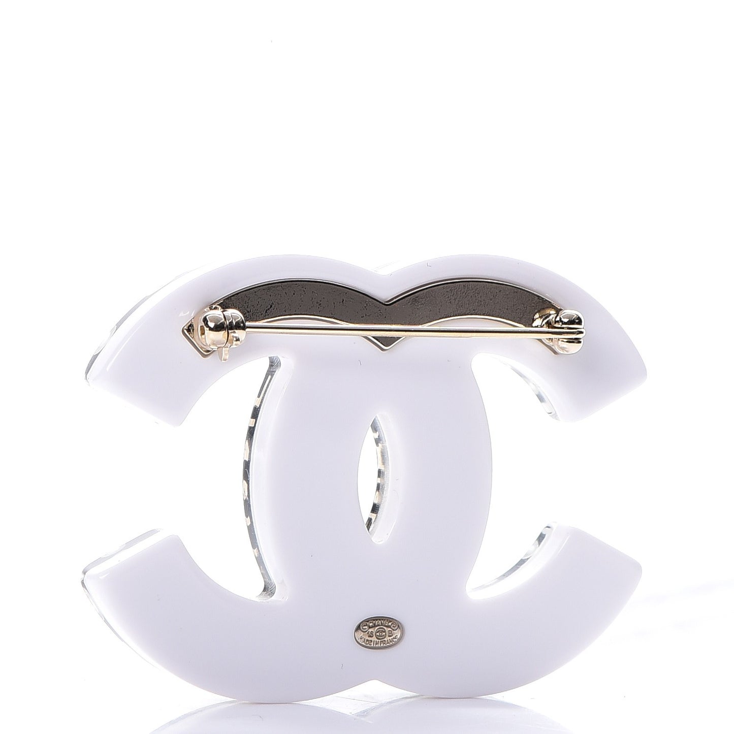Resin Pearl CC Coco Brooch Black