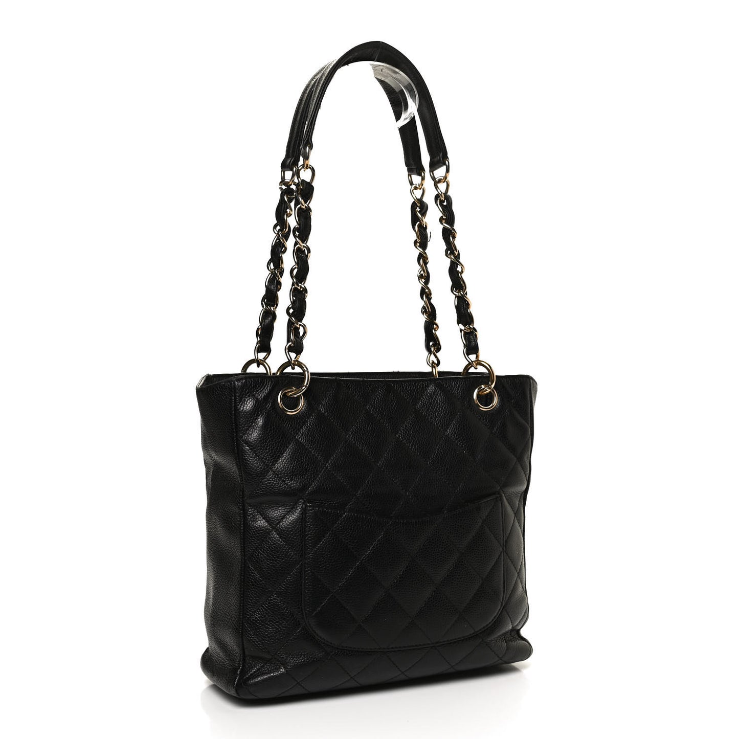 Caviar Quilted Petit Shopping Tote PST Black