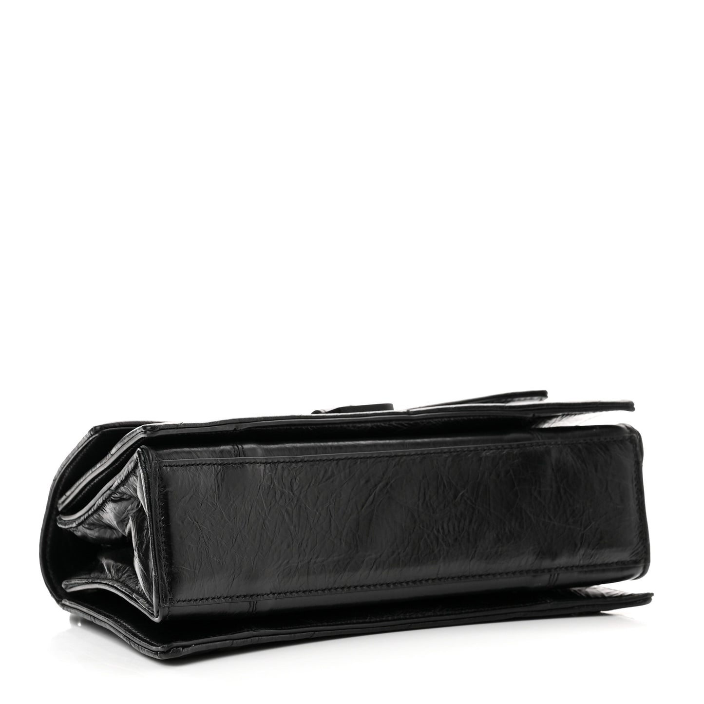 Crushed Calfskin Quilted Matte Black Hardware Small Crush Chain Bag Black