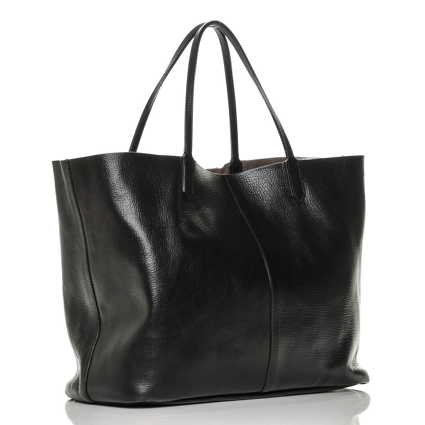 Shiny Grained Calfskin Large Antigona Tote Black