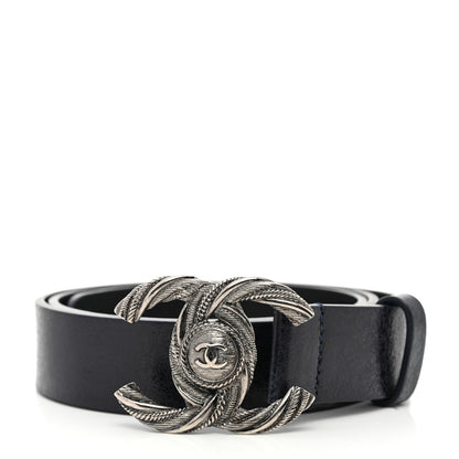 Chanel Glazed Calfskin CC Belt 85 34 Dark Navy 1 of 8