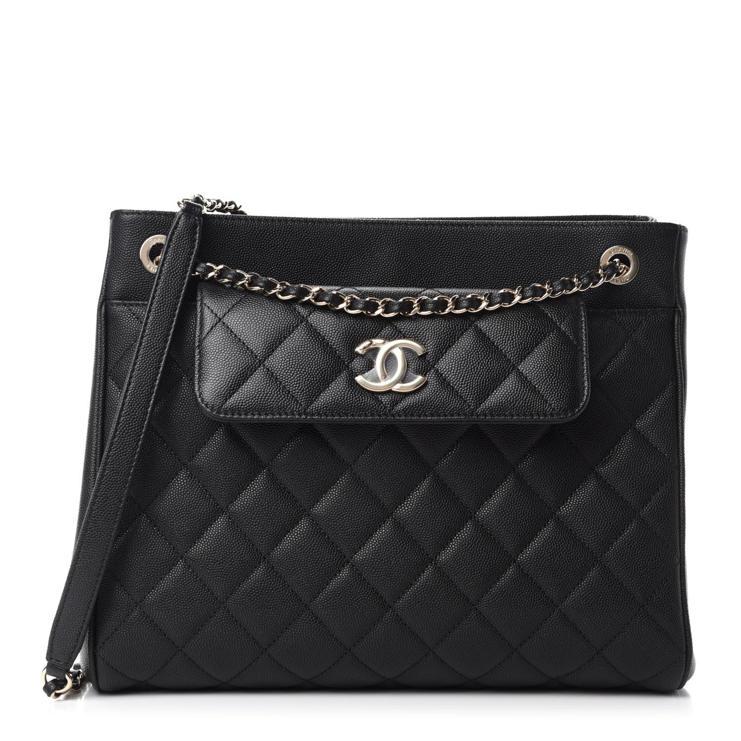 Chanel Caviar Quilted In Out Flap Shopping Tote Black 1 of 12
