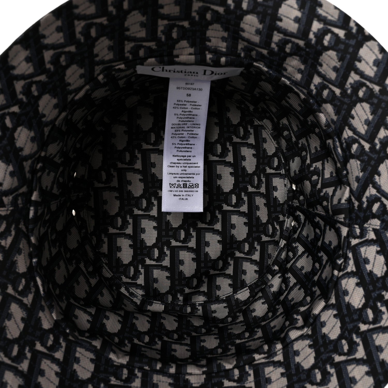 Christian Dior Oblique Reversible Teddy-D Brim Bucket Hat 58 Blue