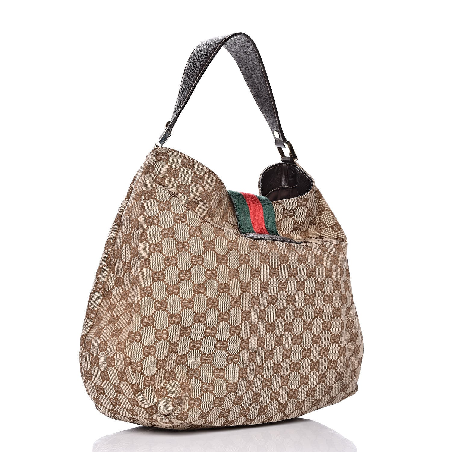 Gucci Monogram Large New Ladies Web Hobo Dark Brown 3 of 9