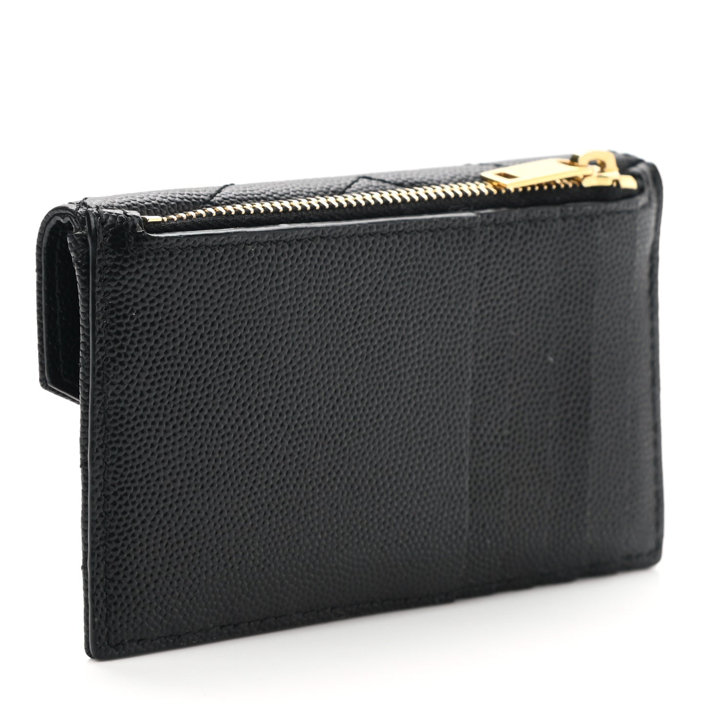 Grain De Poudre Matelasse Chevron Monogram Fragments Zippered Card Case Black