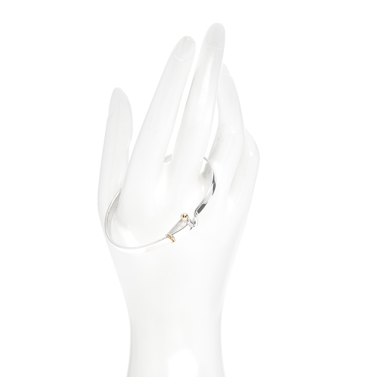 Tiffany Sterling Silver 18K Yellow Gold Hook Eye Bangle Bracelet 2 of 4