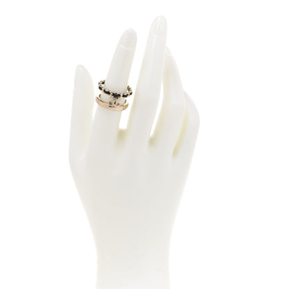 Chanel Metal Lambskin CC Ring 52 Gold Black 2 of 5