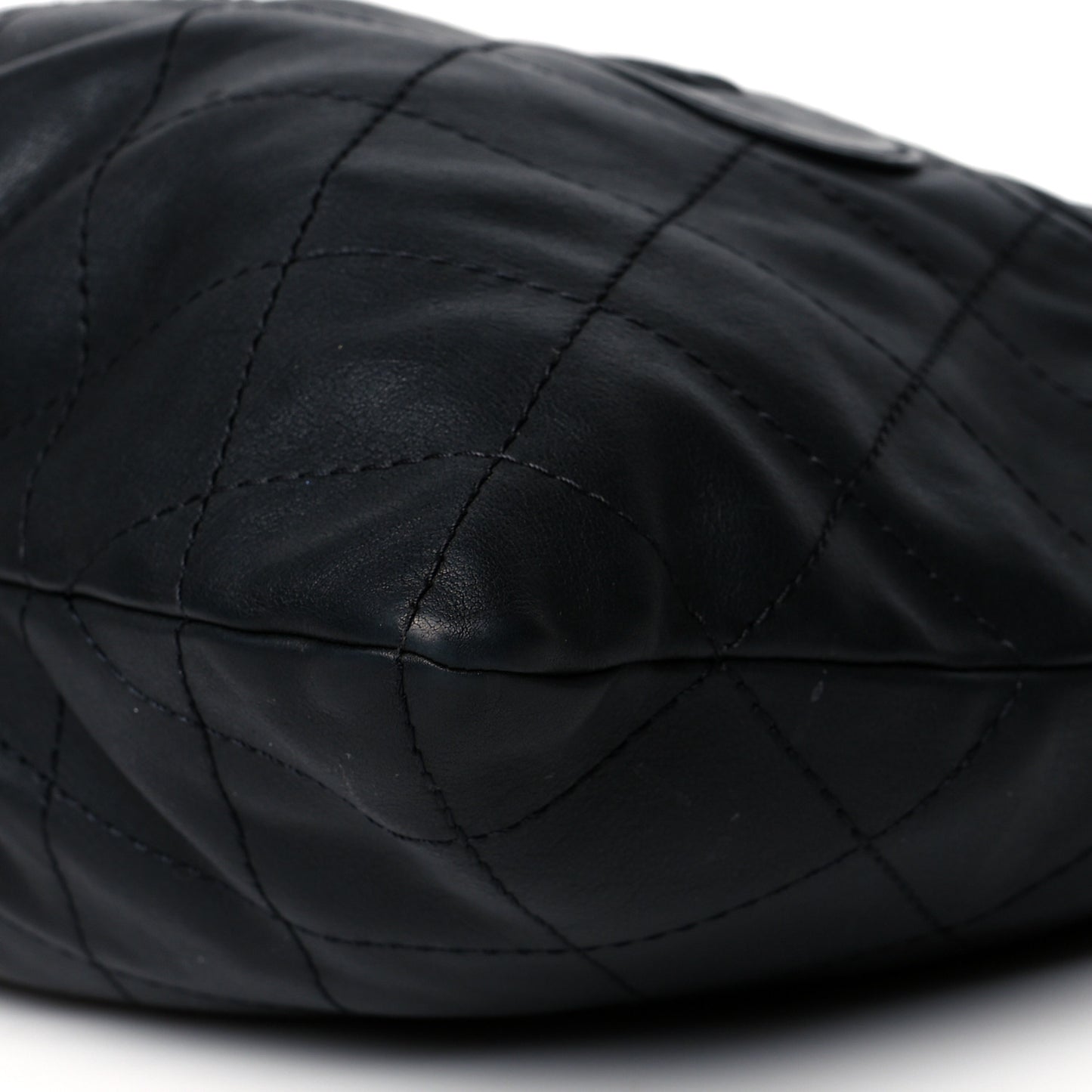 Calfskin Stitched Double Zip Hobo Black