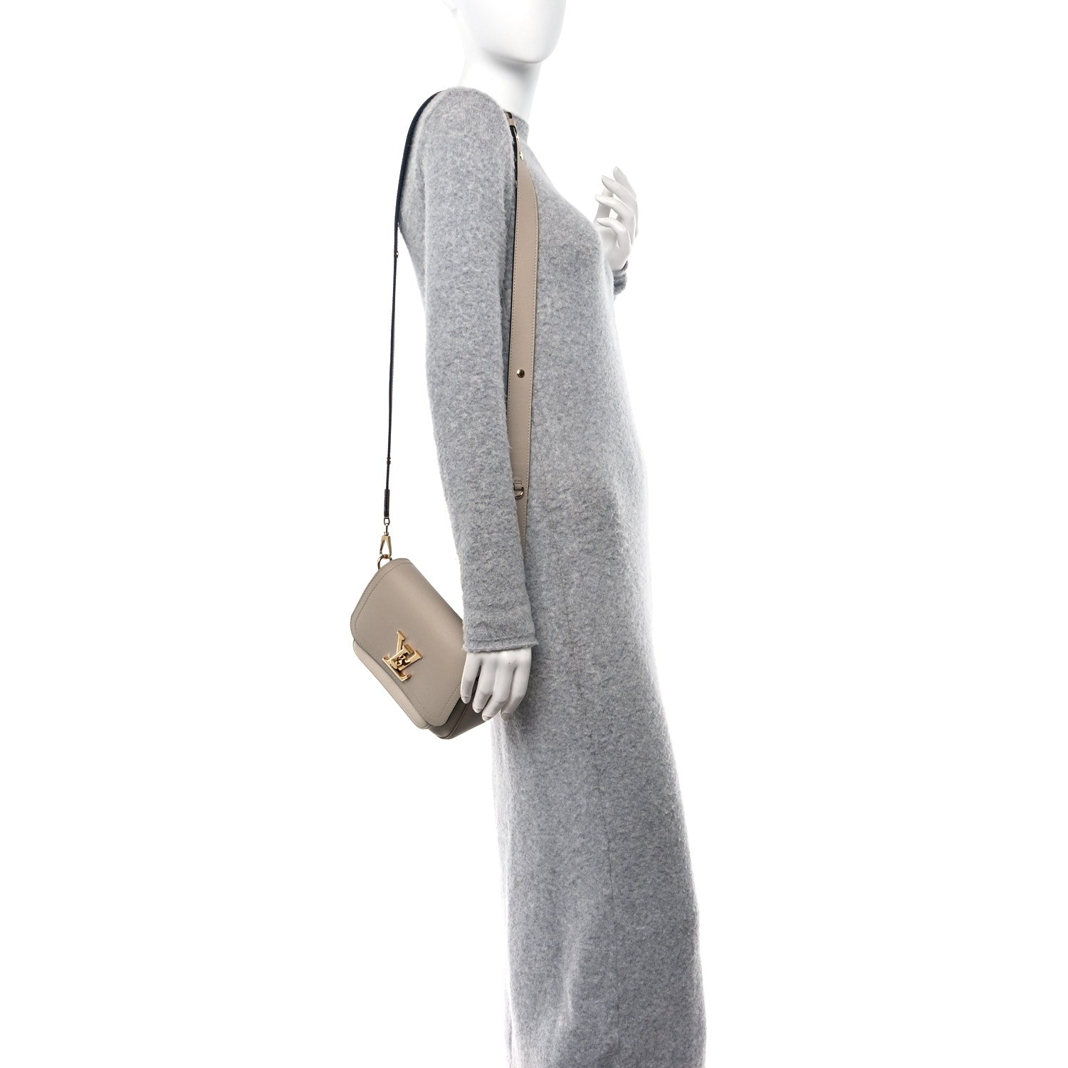 Louis Vuitton Grained Calfskin Lockme Tender Greige 2 of 11