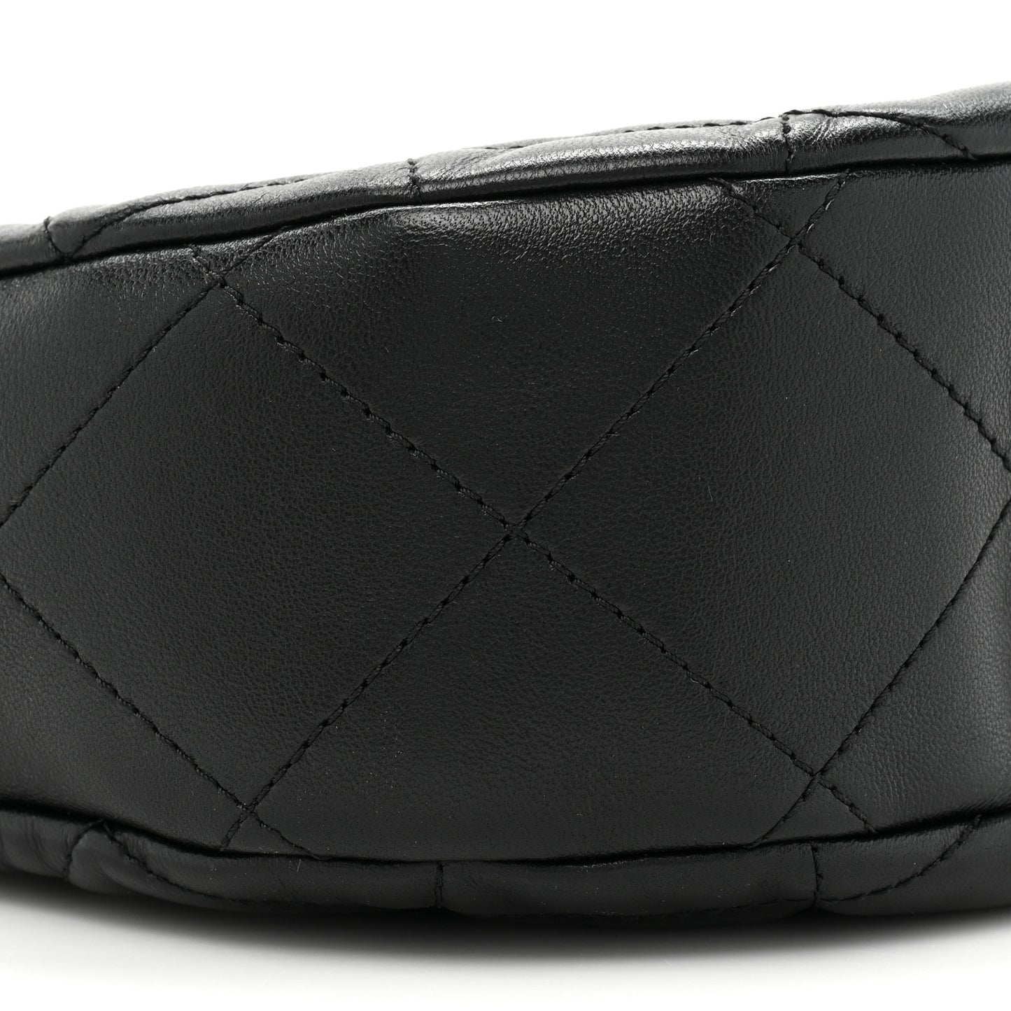 Lambskin Chain Rows Quilted Chain Hobo Black