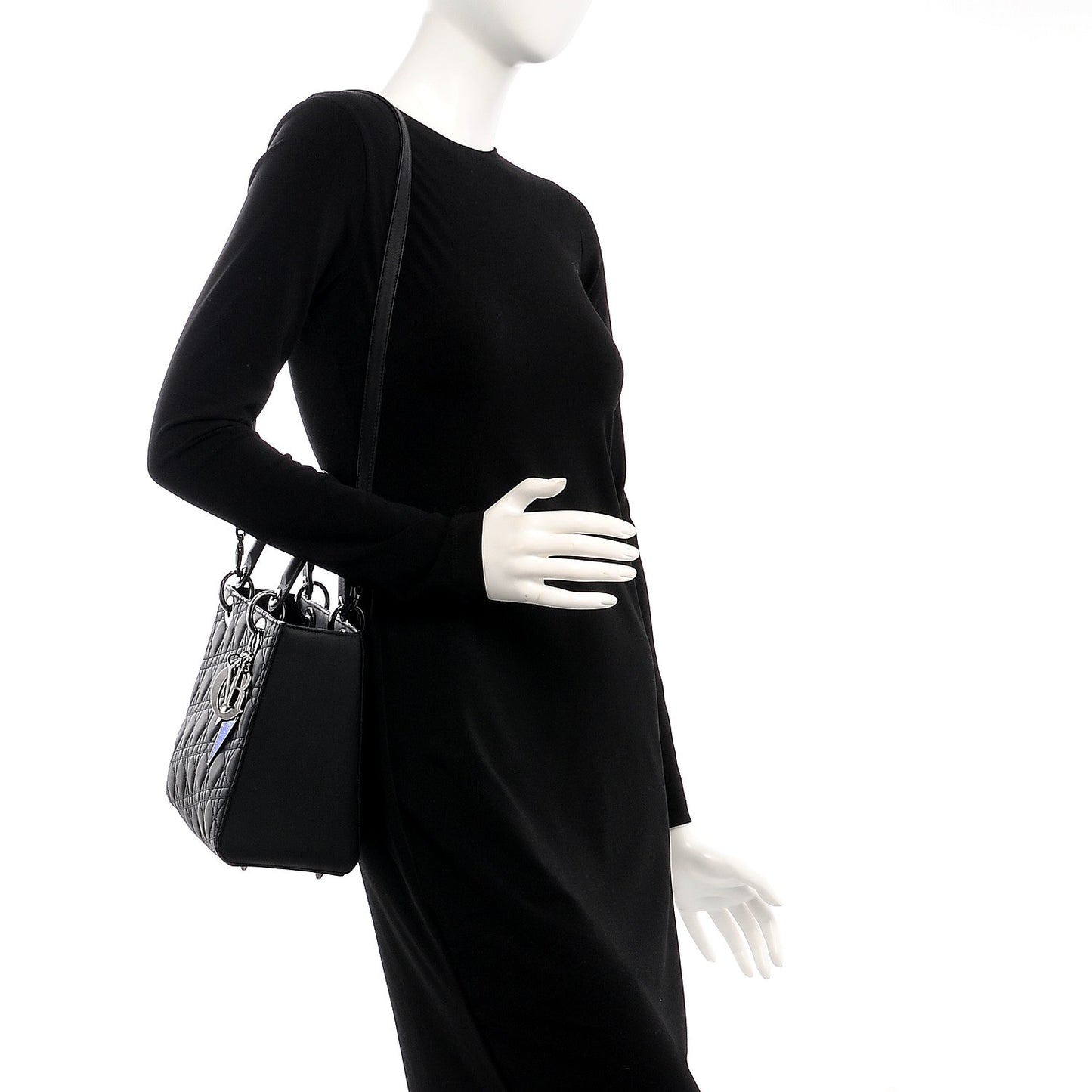 Calfskin Cannage Medium Anselm Reyle Lady Dior Matte Black