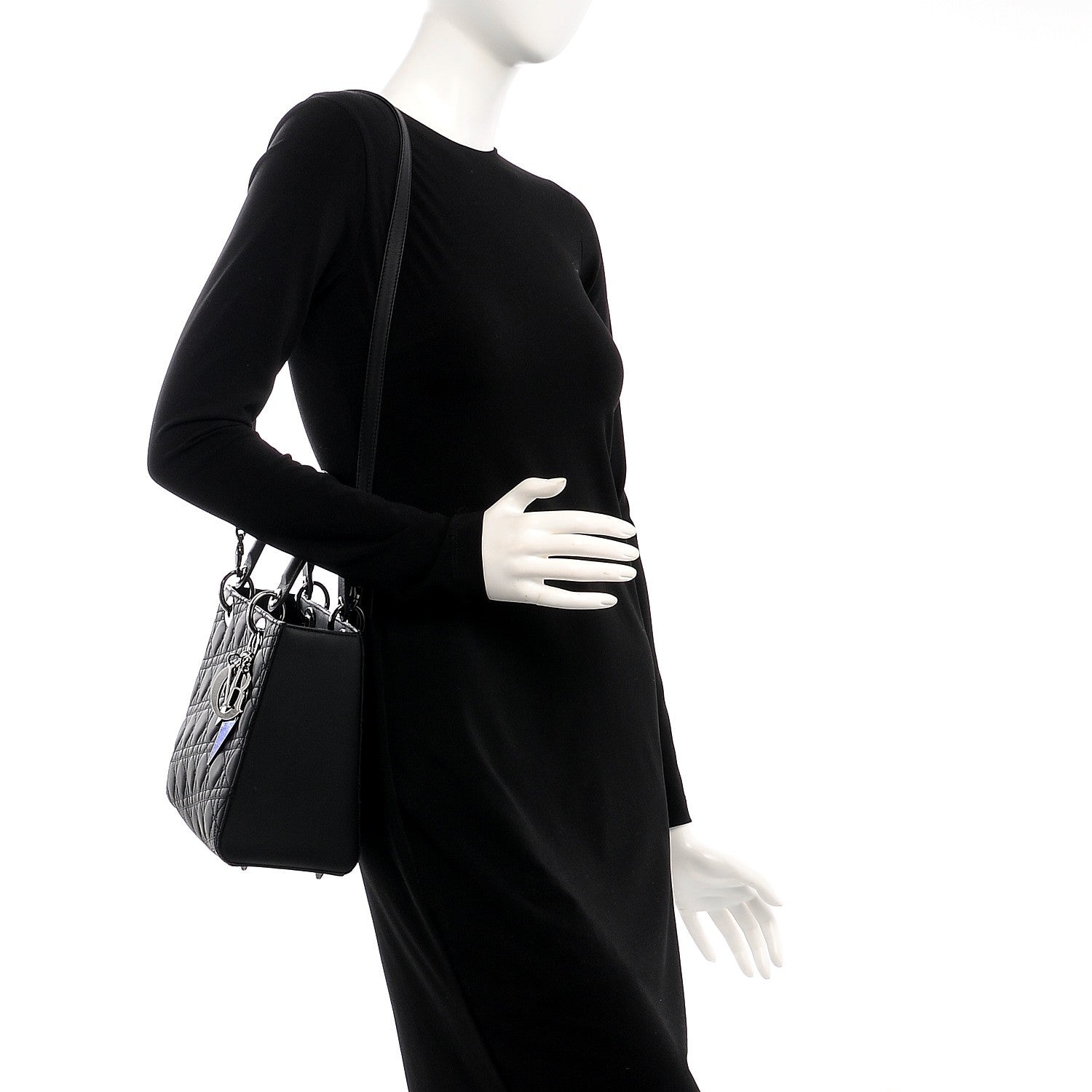 Christian Dior Calfskin Cannage Medium Anselm Reyle Lady Dior Matte Black 2 of 10