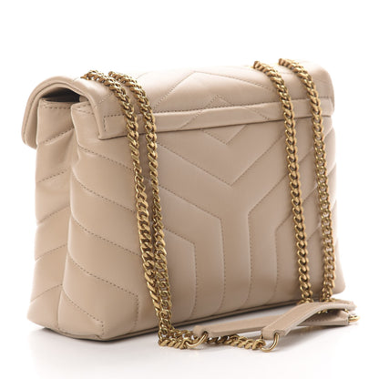 Saint Laurent Calfskin Y Quilted Monogram Small Loulou Chain Satchel Dark Beige 3 of 10