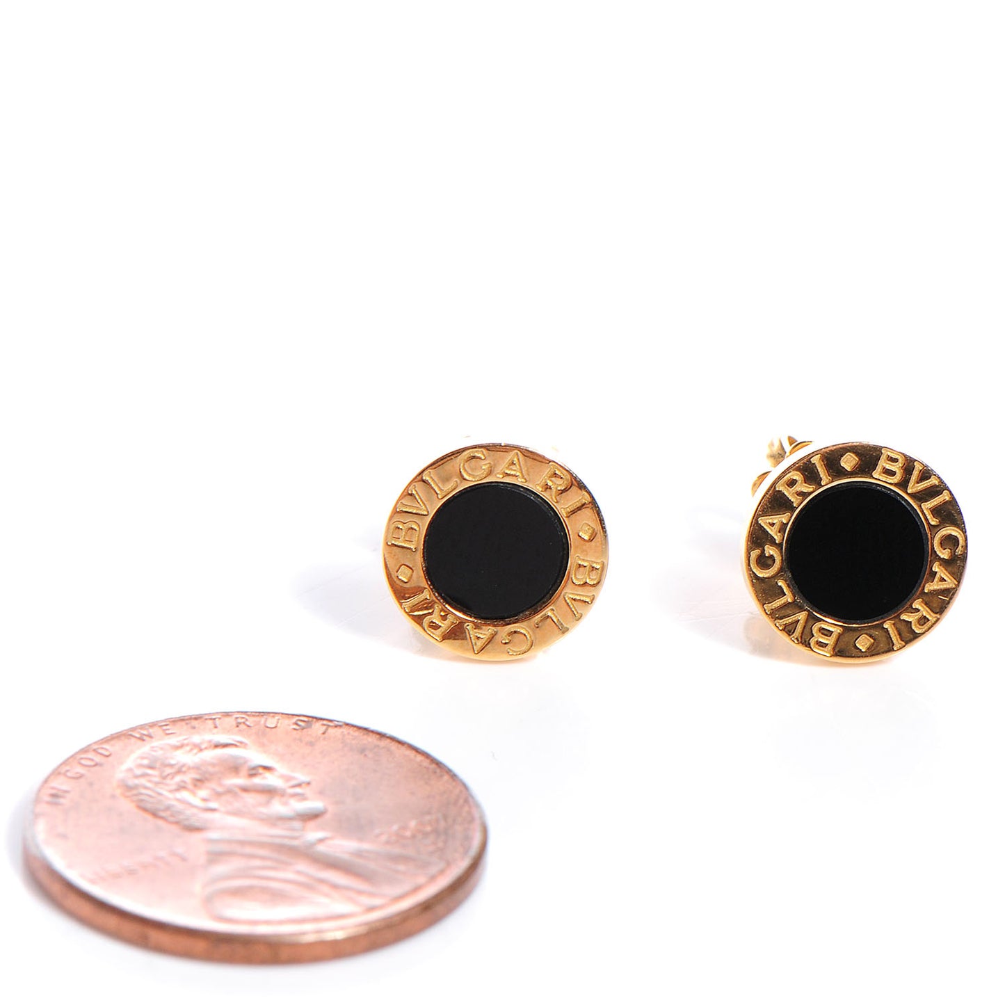 18K Yellow Gold Black Onyx BVLGARI BVLGARI Stud Earrings