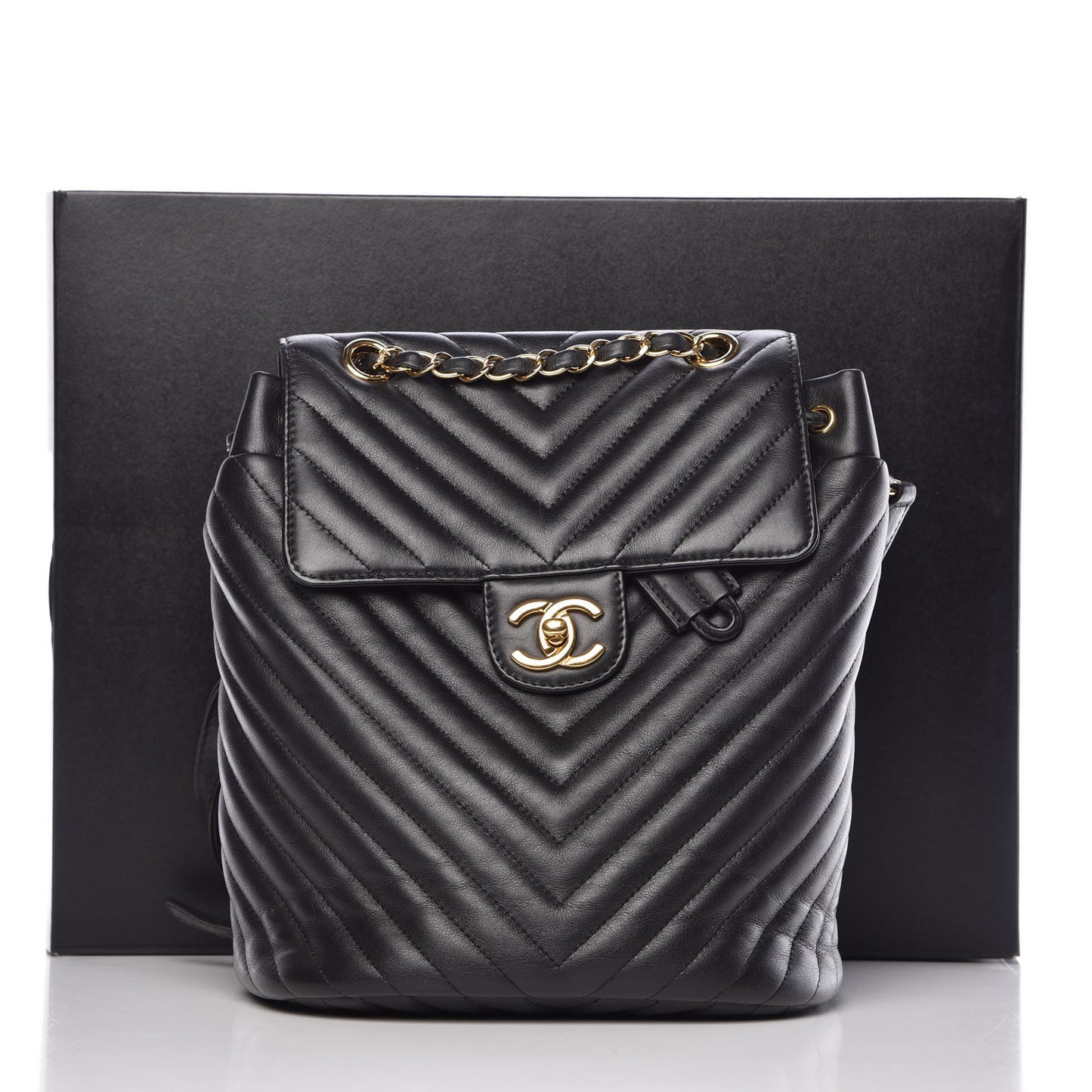 Calfskin Chevron Quilted Small Urban Spirit Backpack Black
