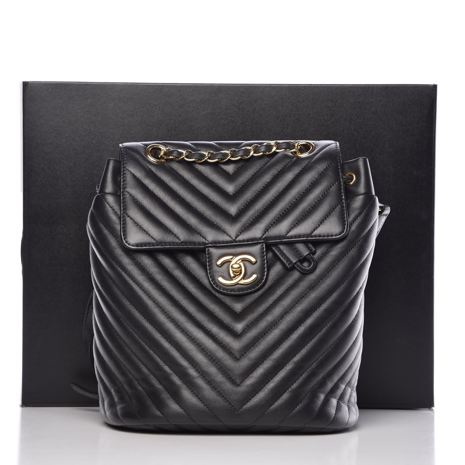 Chanel Calfskin Chevron Quilted Small Urban Spirit Backpack Black 10 of 10