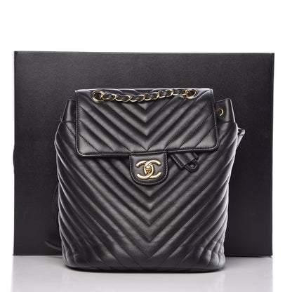 Chanel Calfskin Chevron Quilted Small Urban Spirit Backpack Black 10 of 10