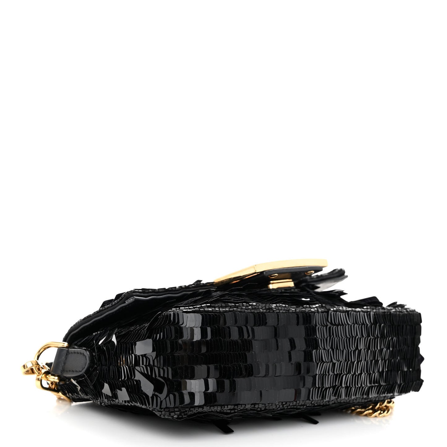 Sequin Paillettes Vitello Grace Sex and the City Mini Baguette Black