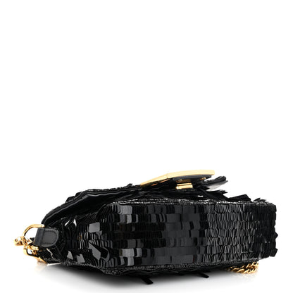 Fendi Sequin Paillettes Vitello Grace Sex and the City Mini Baguette Black 4 of 11