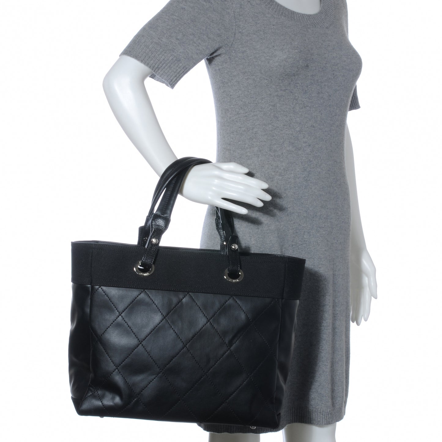 Coated Canvas Large Paris Biarritz Tote Black