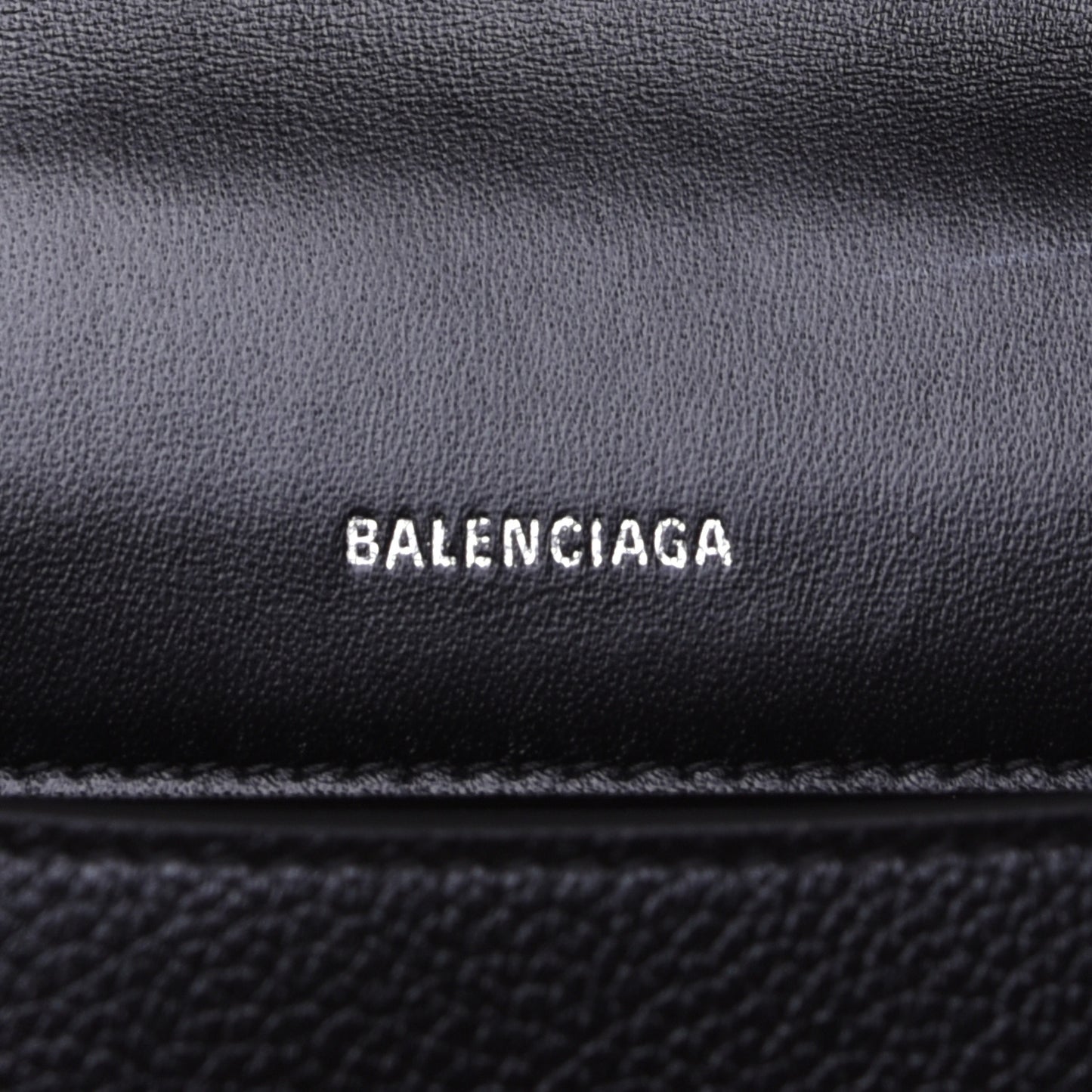 Grained Calfskin Small Hourglass Top Handle Bag Black