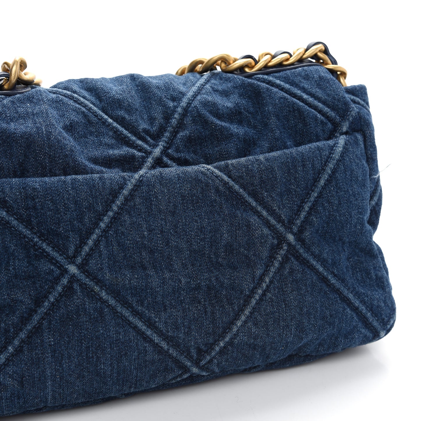 Denim Quilted Medium Chanel 19 Flap Blue