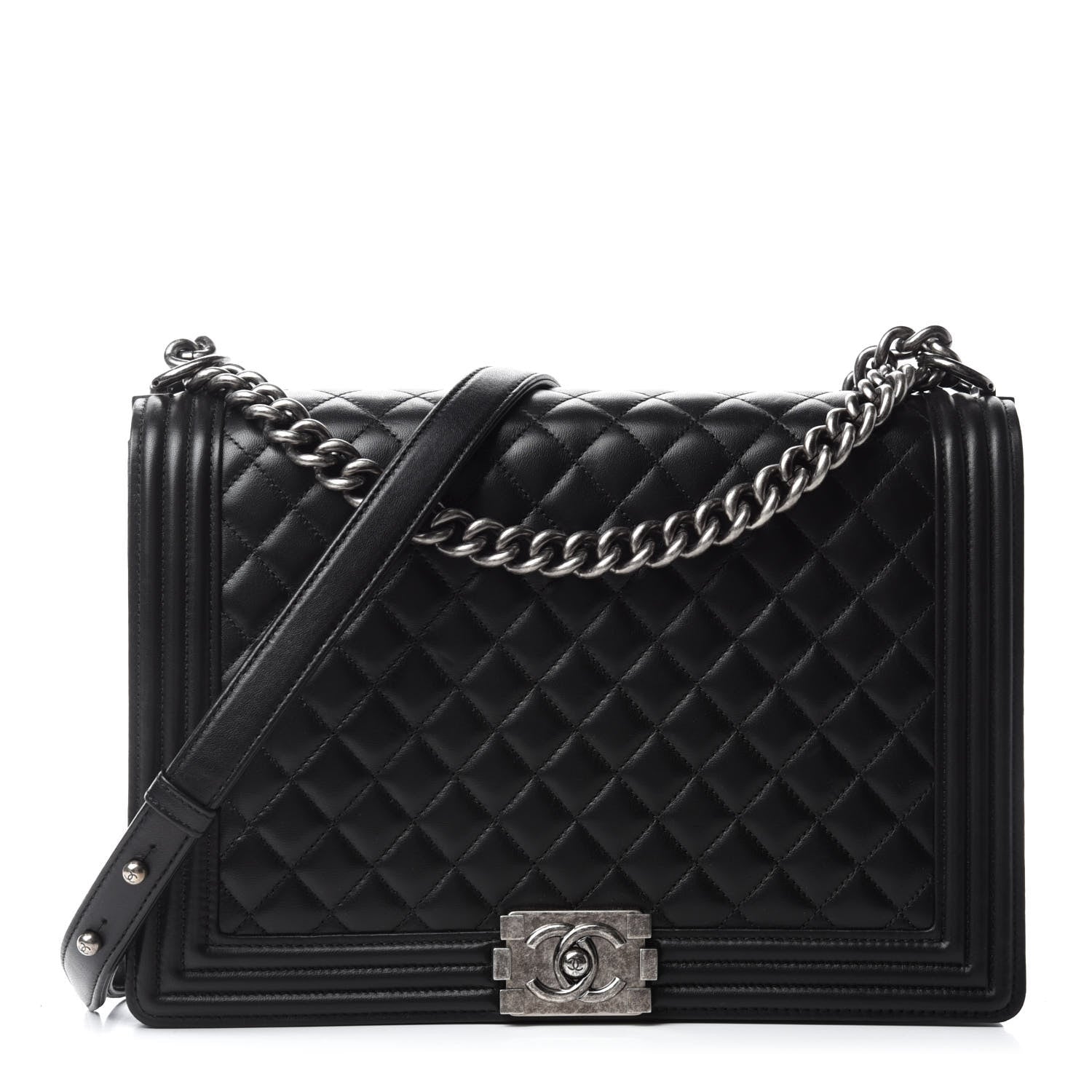 Chanel Lambskin Quilted Large Boy Flap Black 1 of 11