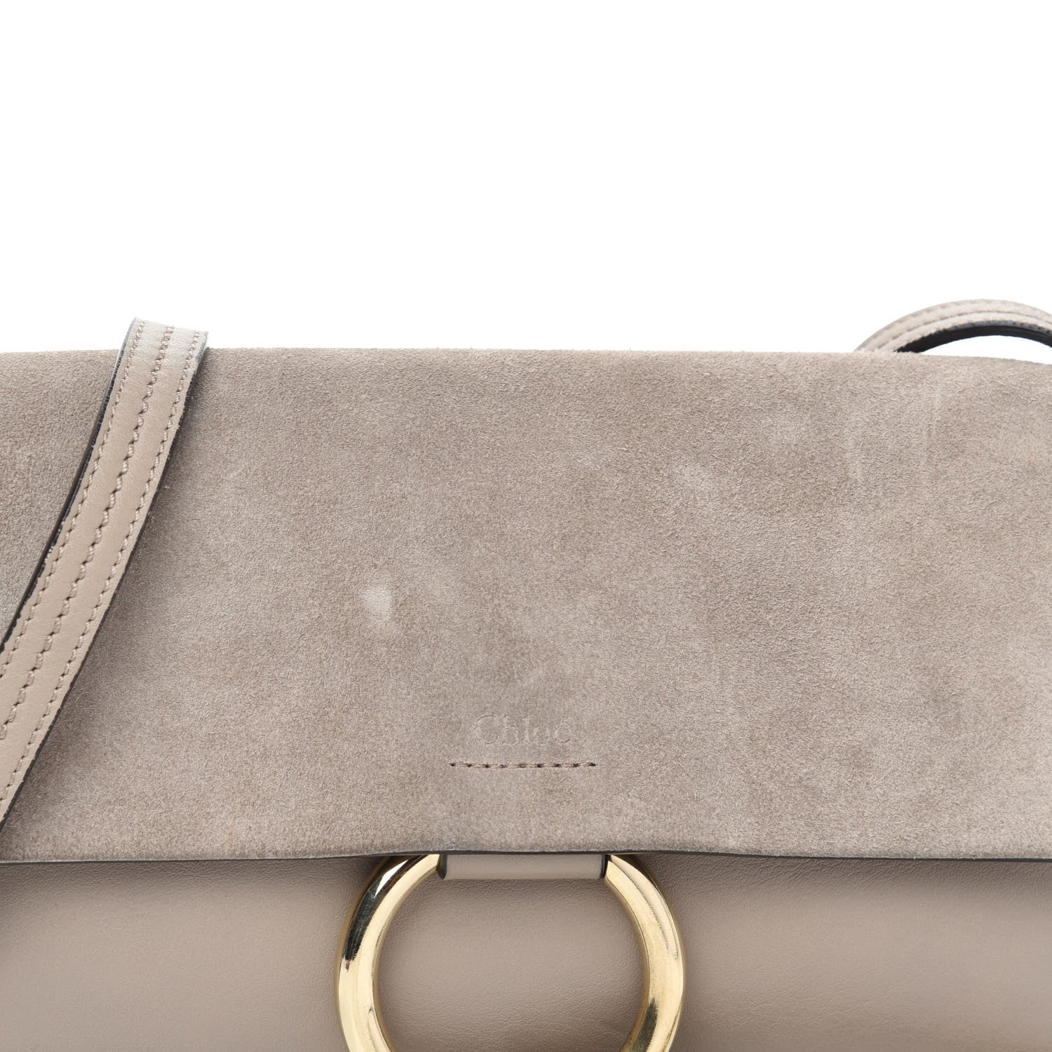 Chloe Suede Calfskin Small Faye Shoulder Bag Motty Grey 9 of 9