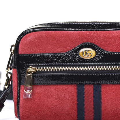 Gucci Suede Patent Web Mini Ophidia Shoulder Bag Red 12 of 13