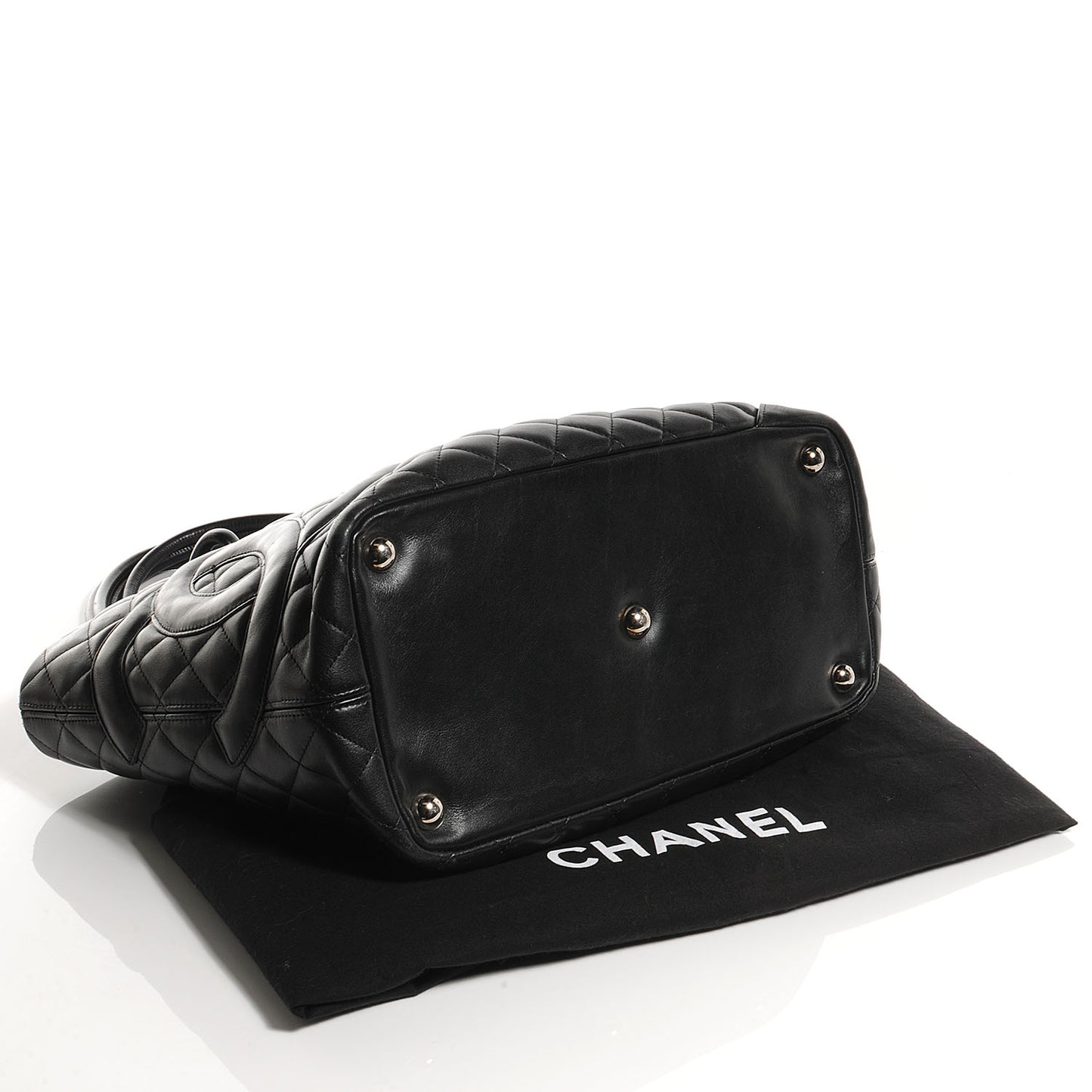 Calfskin Quilted Large Cambon Tote Black