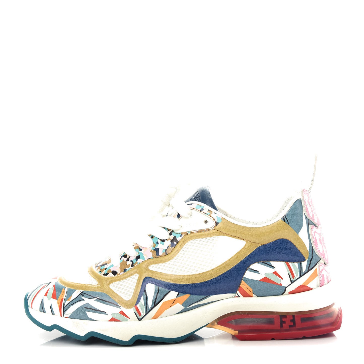 Mesh Vitello Granite Bird of Paradise FFast Patchwork Sneakers 37.5 White Multi Pavone Lollypop