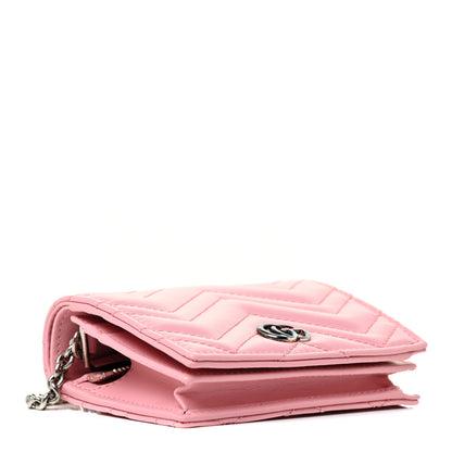 Gucci Calfskin Matelasse GG Marmont Mini Wallet On Chain Wild Rose 3 of 11