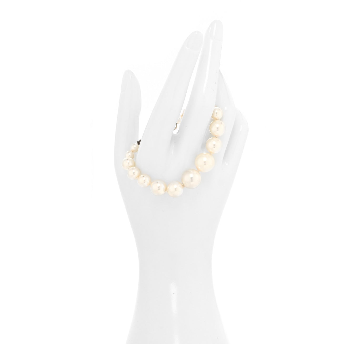 Graduated Pearl Crystal CC Bracelet Gold