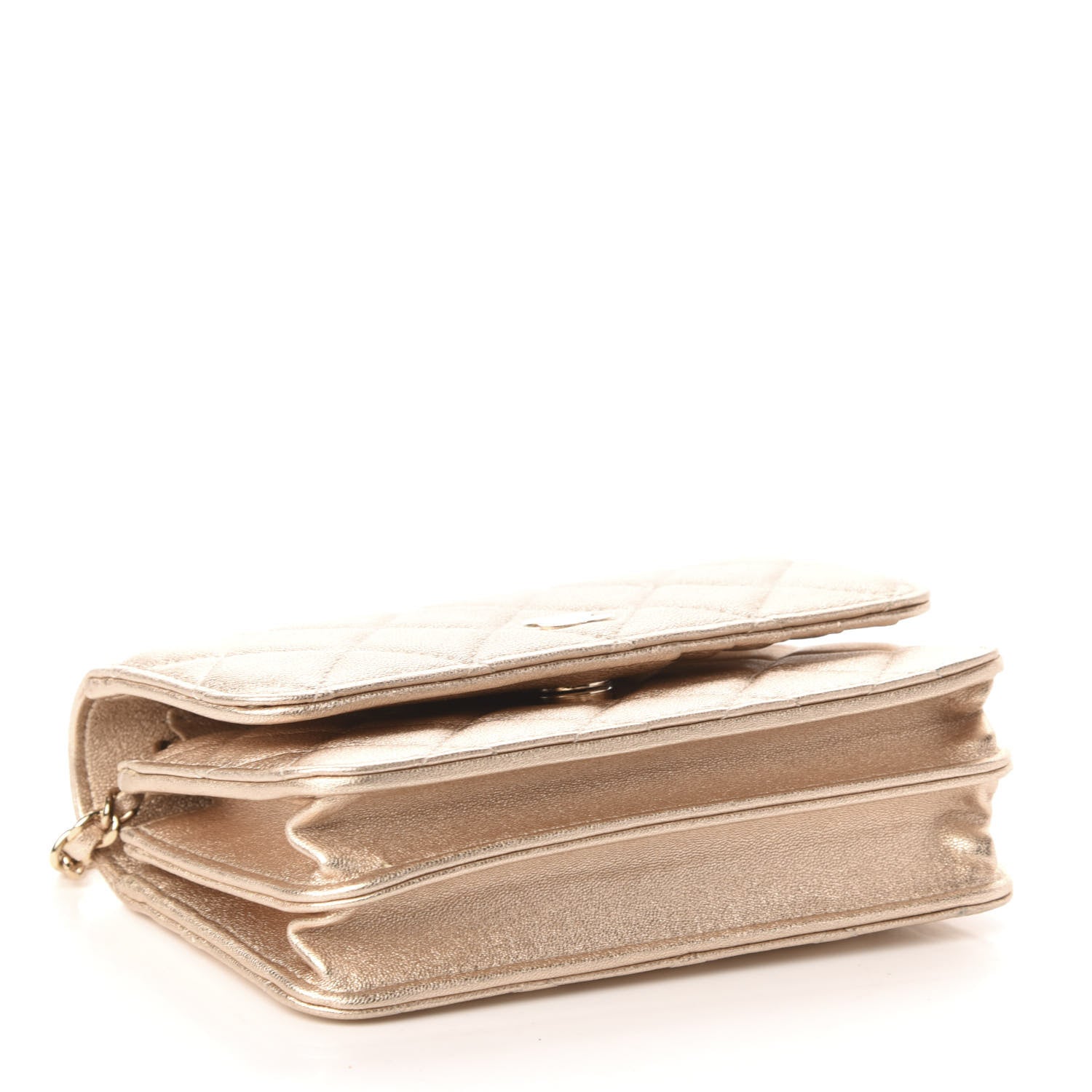 Chanel Metallic Lambskin Quilted Mini Wallet On Chain WOC Gold 4 of 11
