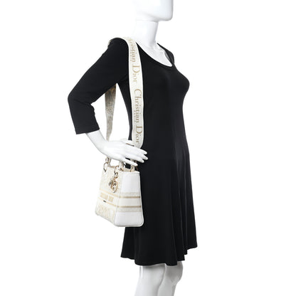 Christian Dior Canvas Around The World Stella Embroidered Medium Lady D-Lite White Gold 2 of 8