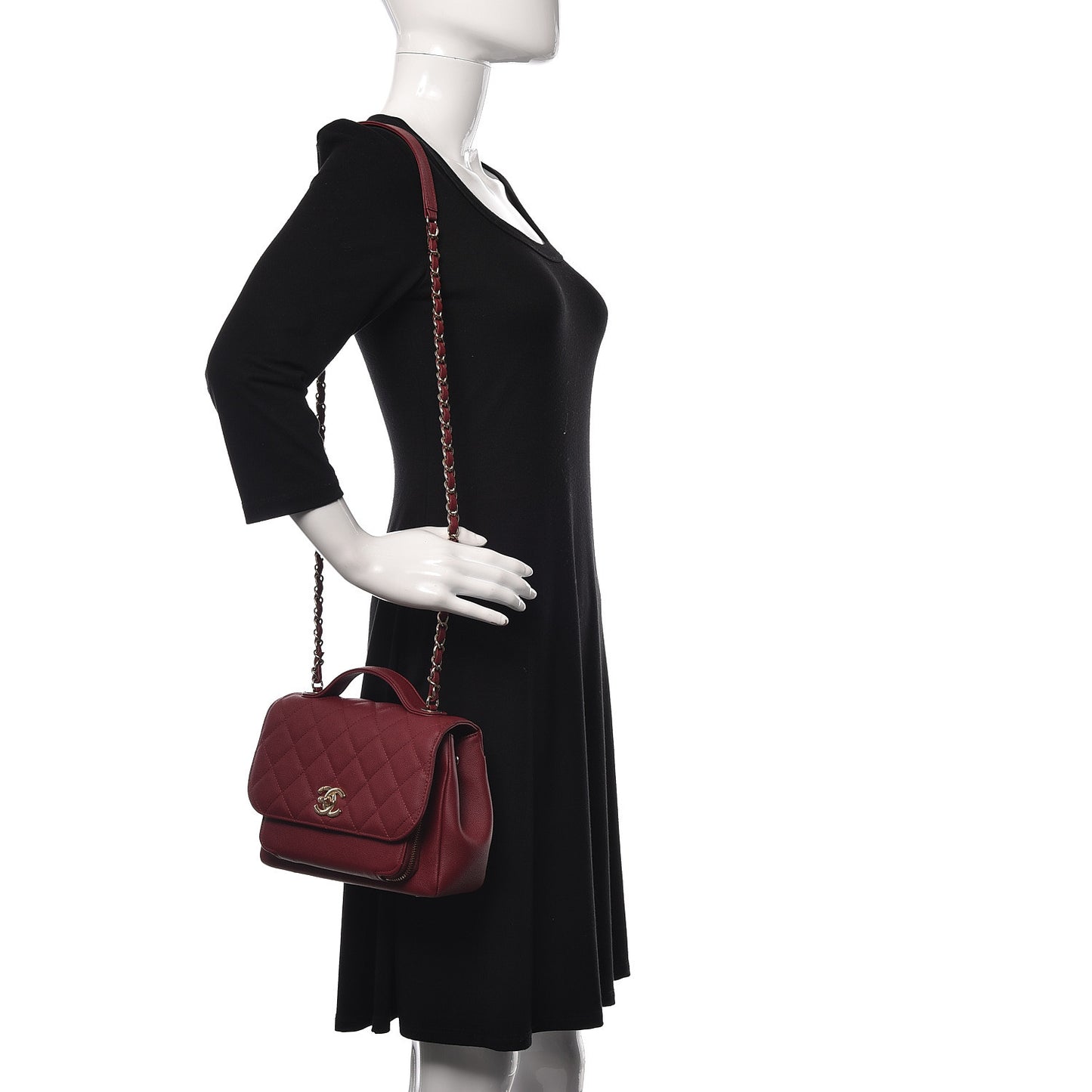 Caviar Quilted Medium Business Affinity Flap Burgundy