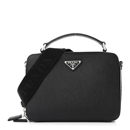 Prada Saffiano Travel Medium Brique Crossbody Bag Black 1 of 11