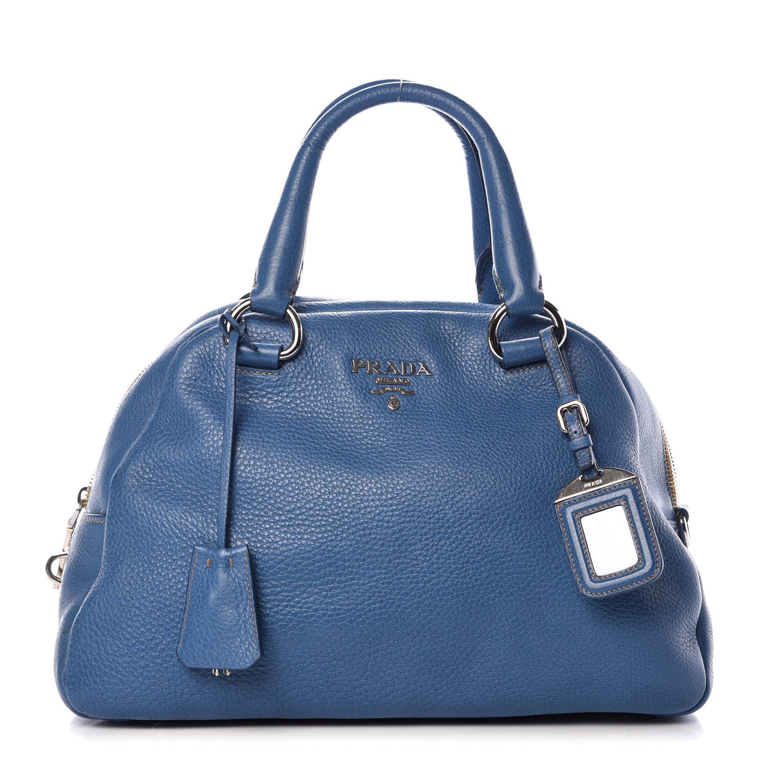 Prada Vitello Daino Dome Satchel Cobalto 1 of 15