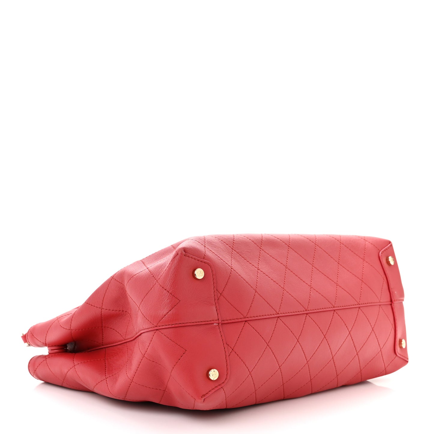 Calfskin Stitch Medium Ring My Bag Shopping Tote Red
