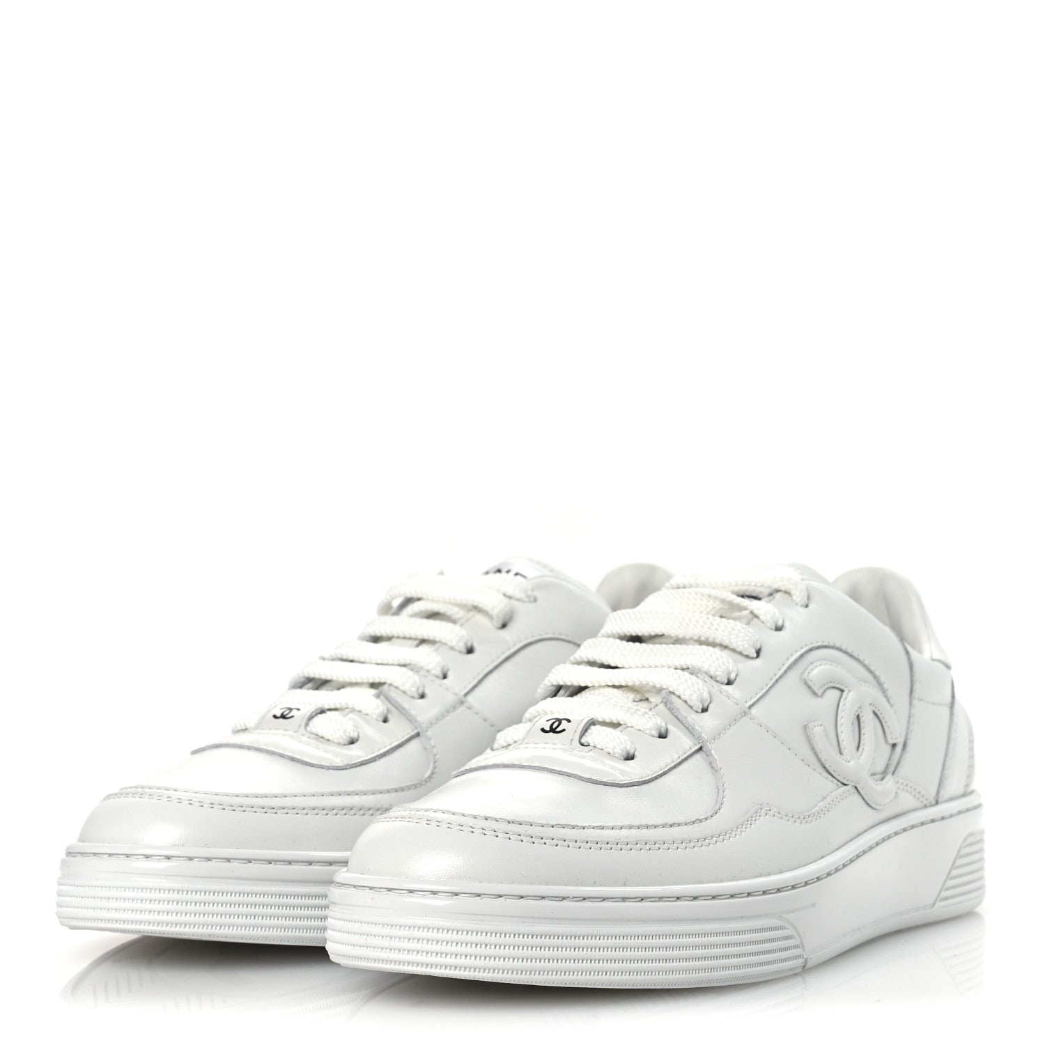 Chanel Calfskin Womens CC Sneakers 40.5 White 4 of 11
