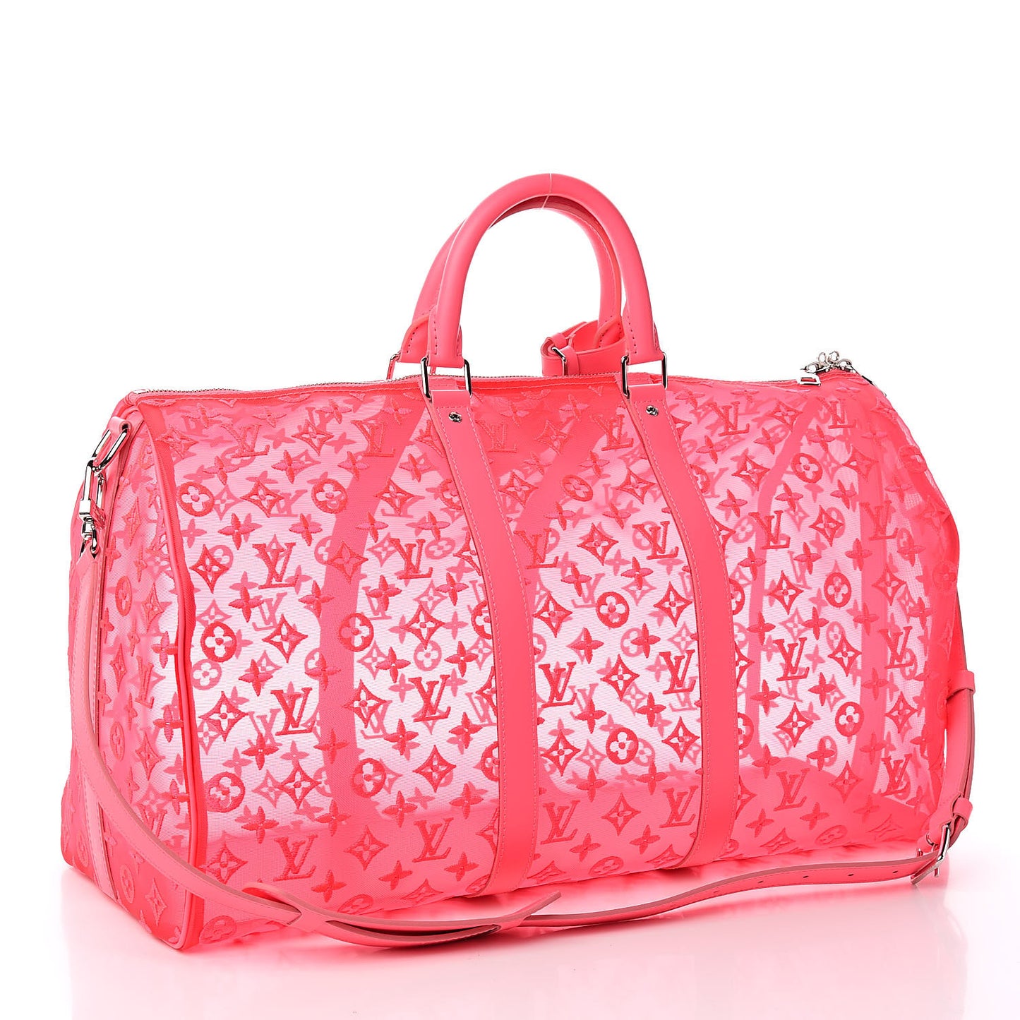 Monogram Fluo See Through Keepall Bandouliere 50 Rose